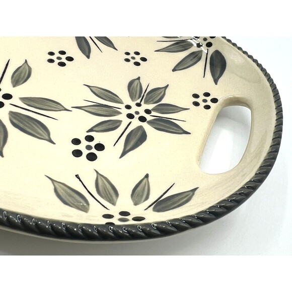 Temptations by Tara Serving Platter Old World Classic Handpainted Cream Floral - Picture 10 of 13